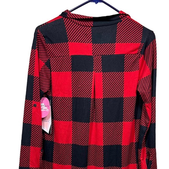 Maternity Love Womens Red Black Plaid Long Sleeve Soft Button-Up Shirt Size M - Picture 5 of 13